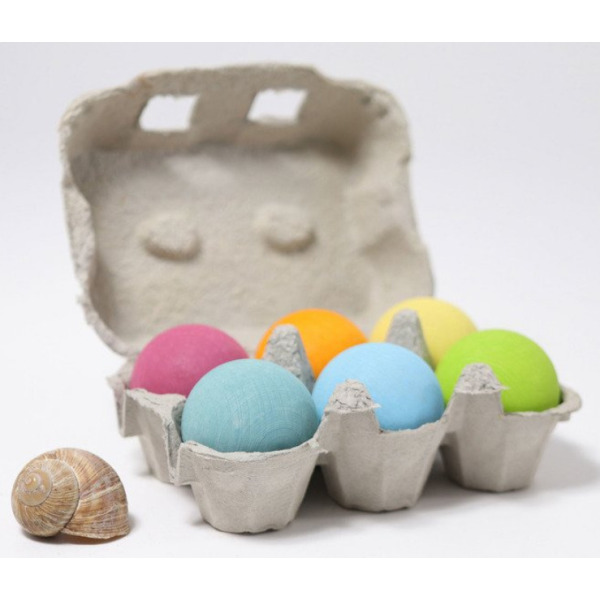 DREWNIANE KULECZKI pastelowe o śr. 45 mm zestaw 6 szt. Grimm's 1+