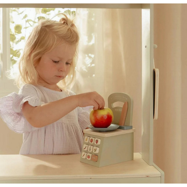 DREWNIANA WAGA SKLEPOWA ze wskaźnikiem do zabawy dla dzieci FSC Little Dutch 3+