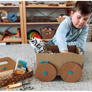 Zestaw pierścieni obrotowych do konstruowania z kartonu 16 el. DIY Roto-Ring Makedo