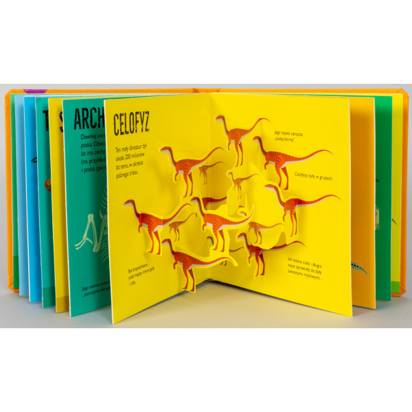 DINOZAURY. POP-UP rozkładana książka kartonowa Dawid Hawcock wyd. JupiJo 3+