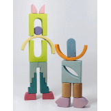 KOLORY NIEBA drewniana układanka na podstawce pastelowe klocki 27 el. Grimm's