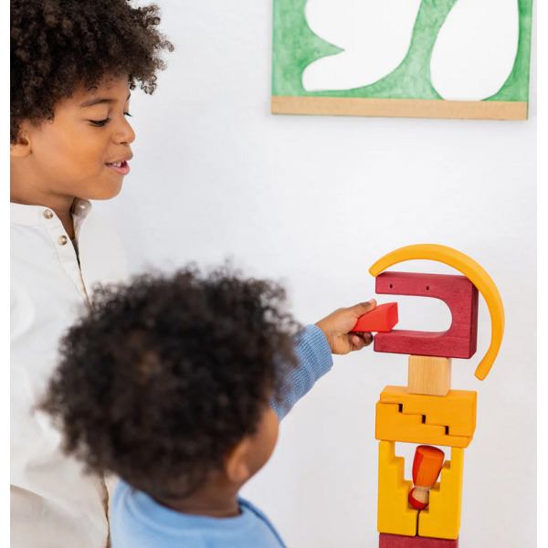 KOLORY PUSTYNI drewniana układanka na podstawce klocki 29 el. Grimm's