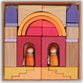 KOLORY PUSTYNI drewniana układanka na podstawce klocki 29 el. Grimm's