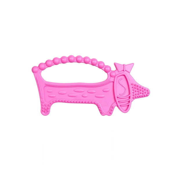 Gryzak dla dzieci Luuie The Dog Pink różowy piesek jamnik Luu Kids 4m+