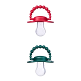 Smoczek pozycjonujący zestaw świąteczny 2 smoczków HOLY GREEN i SANTA RED 3-6M LUU Kids