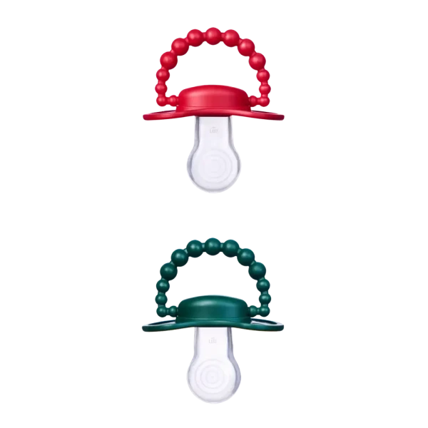 Smoczek pozycjonujący zestaw świąteczny 2 smoczków HOLY GREEN i SANTA RED 3-6M LUU Kids