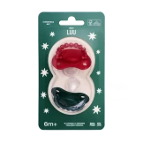Smoczek pozycjonujący zestaw świąteczny 2 smoczków HOLY GREEN i SANTA RED 0-3M LUU Kids