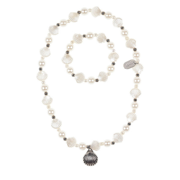 BIAŁE MUSZELKI naszyjnik i bransoletka zestaw 2 szt. Famke Souza 3+