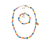 KWIATKI naszyjnik i bransoletka z koralików niebieski zestaw 2 szt. Millie Souza 3+