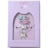 JEDNOROŻEC zestaw 4 el. spinki do włosów, naszyjnik, bransoletka Unicorn Hair & Jewellery Set Rockahula
