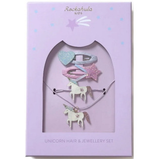 JEDNOROŻEC zestaw 4 el. spinki do włosów, naszyjnik, bransoletka Unicorn Hair & Jewellery Set Rockahula