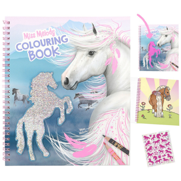 KONIKI kolorowanka z naklejkami i cekinami Miss Melody Depesche Germany 5+