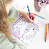 KONIKI kolorowanka z naklejkami i cekinami Miss Melody Depesche Germany 5+