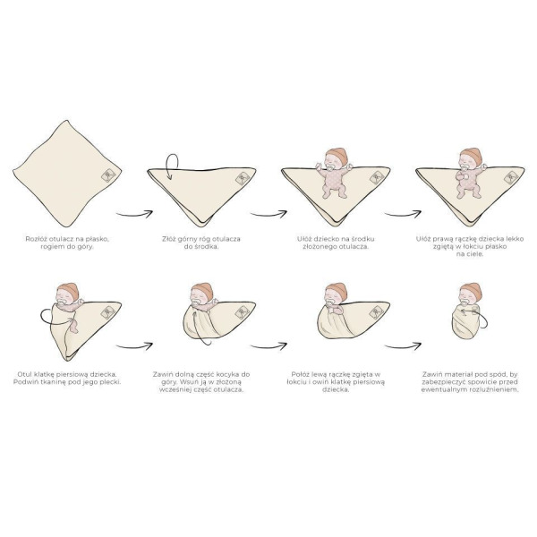 WARM BEIGE beżowy otulacz wełniany merino premium collection 90 x 90 cm Leaves My Memi