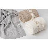 LIGHT GREY jasnoszary otulacz wełniany merino premium collection 90 x 90 cm Leaves My Memi