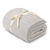 LIGHT GREY jasnoszary otulacz wełniany merino premium collection 90 x 90 cm Leaves My Memi