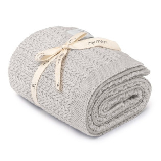 LIGHT GREY jasnoszary otulacz wełniany merino premium collection 90 x 90 cm Leaves My Memi