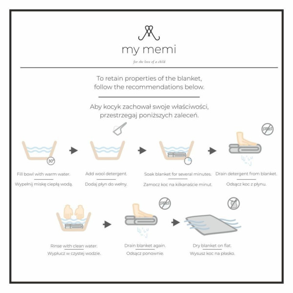 CREAM kremowy kocyk wełniany merino premium collection 80 x 100 cm Floral My Memi