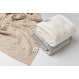 CREAM kremowy kocyk wełniany merino premium collection 80 x 100 cm Floral My Memi