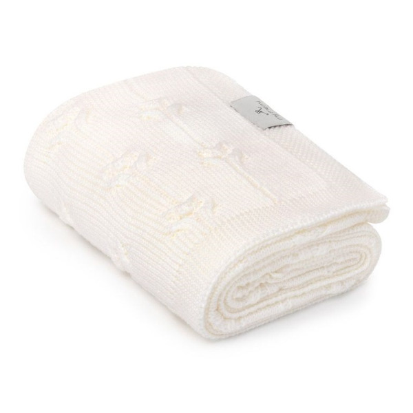 CREAM kremowy kocyk wełniany merino premium collection 80 x 100 cm Floral My Memi