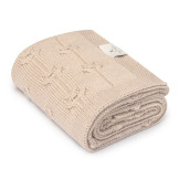 WARM BEIGE beżowy kocyk wełniany merino premium collection 80 x 100 cm Floral My Memi