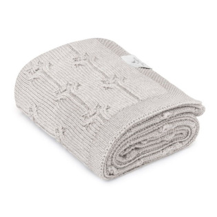 LIGHT GREY jasnoszary kocyk wełniany merino premium collection 80 x 100 cm Floral My Memi