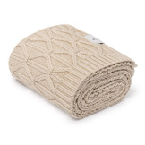 WARM BEIGE ciepły, beżowy kocyk wełniany merino premium collection 80 x 100 cm Wave My Memi