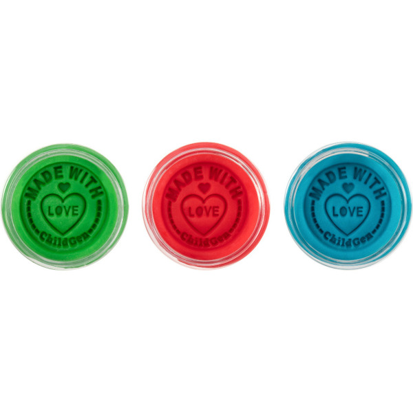 NATURALNA CIASTOLINA W SŁOICZKACH zestaw TRIO: zielony, niebieski, czerwony 3 x 125 ml ChildGen 3+