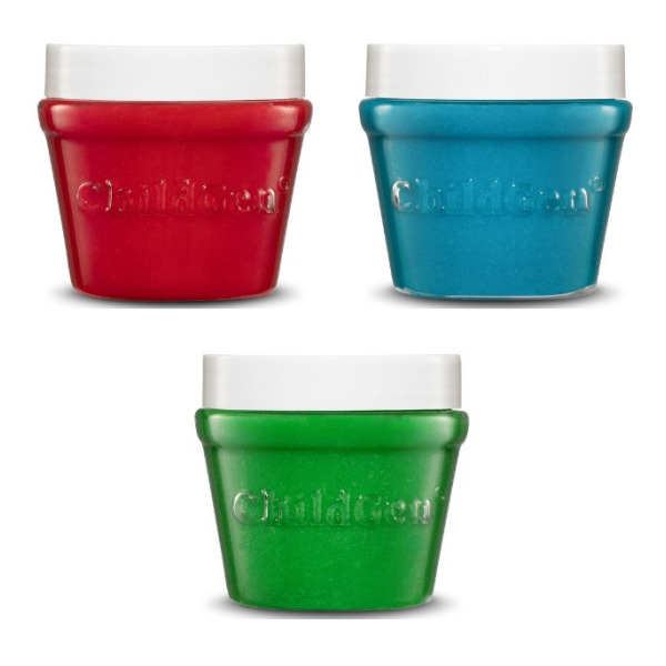 NATURALNA CIASTOLINA W SŁOICZKACH zestaw TRIO: zielony, niebieski, czerwony 3 x 125 ml ChildGen 3+