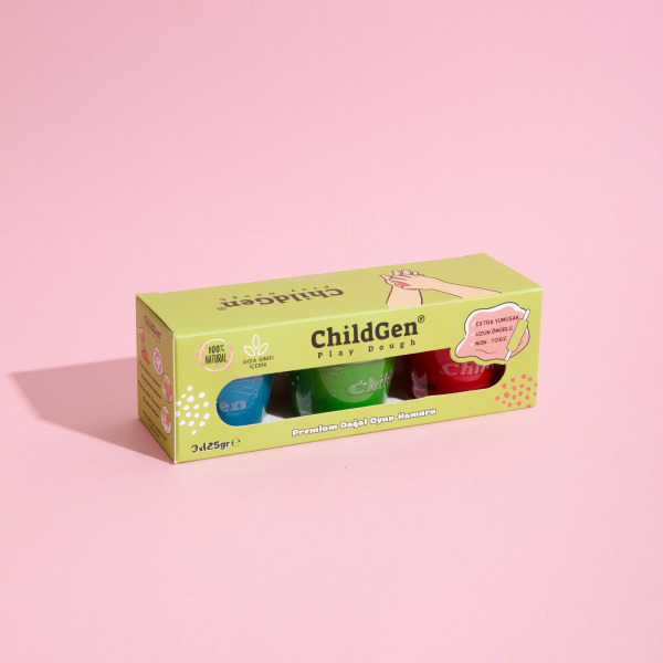 NATURALNA CIASTOLINA W SŁOICZKACH zestaw TRIO: zielony, niebieski, czerwony 3 x 125 ml ChildGen 3+