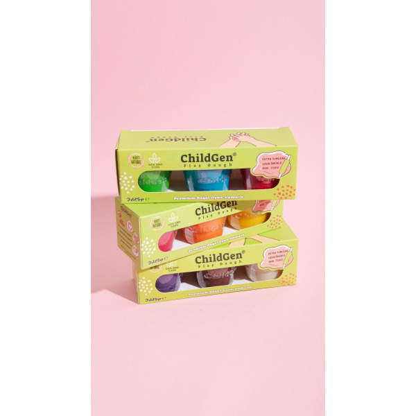 NATURALNA CIASTOLINA W SŁOICZKACH zestaw TRIO: zielony, niebieski, czerwony 3 x 125 ml ChildGen 3+