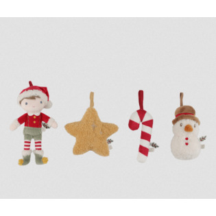 JIM świąteczne ozdoby zawieszki choinkowe X-MAS zestaw 4 szt. Little Dutch 0+