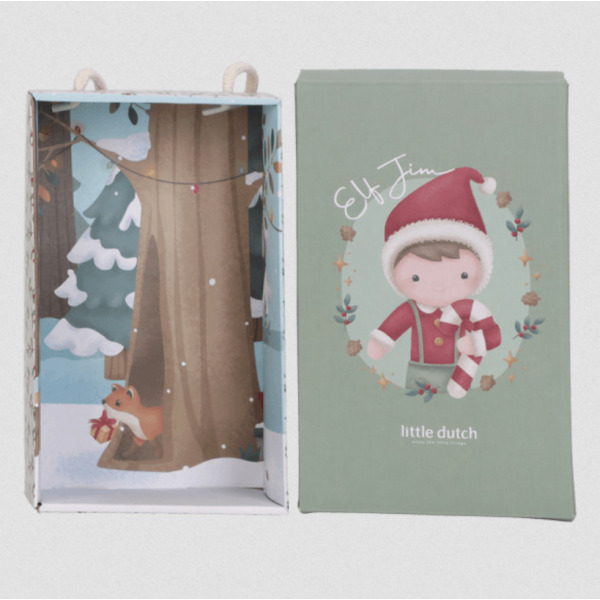 JIM świąteczna laleczka szmacianka z laską cukrową X-MAS 35 cm Little Dutch 12m+