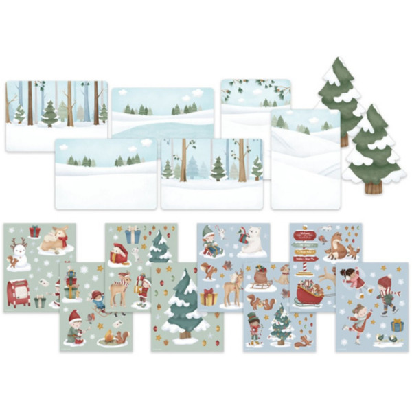 ŚWIĄTECZNA OPOWIEŚĆ naklejki z planszami do ozdabiania Little Dutch 3+