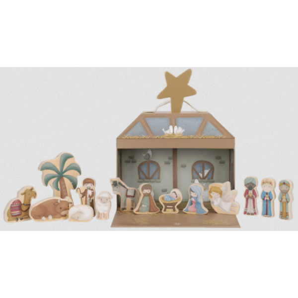 SZOPKA ŚWIĄTECZNA drewniane figurki X-MAS ozdoba FSC Little Dutch 18m+