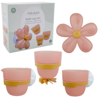 RÓŻOWY KWIATEK kubeczki do zabawy w kąpieli Pink Little Dutch 18m+
