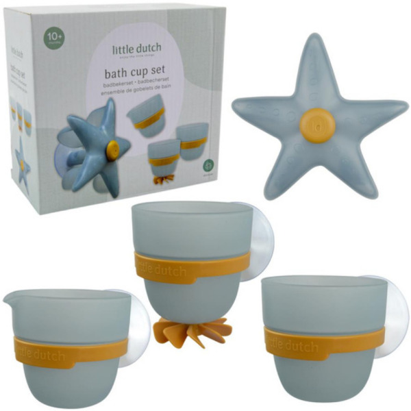 NIEBIESKA ROZGWIAZDA kubeczki do zabawy w kąpieli Blue Little Dutch 18m+