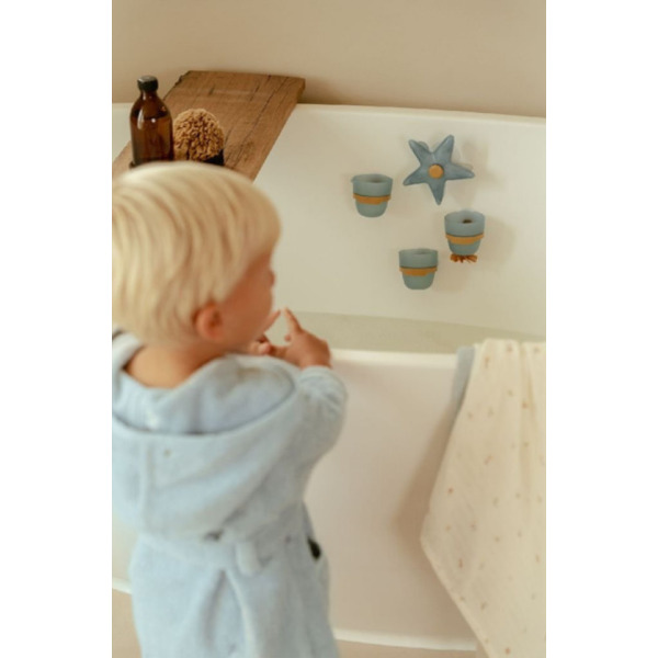 NIEBIESKA ROZGWIAZDA kubeczki do zabawy w kąpieli Blue Little Dutch 18m+