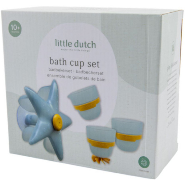 NIEBIESKA ROZGWIAZDA kubeczki do zabawy w kąpieli Blue Little Dutch 18m+