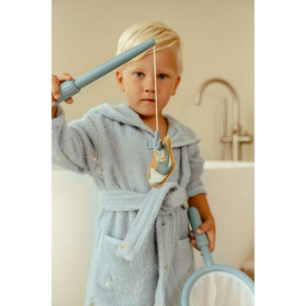 ŁOWIENIE RYBEK niebieska wędka z podbierakiem do zabawy w kąpieli Blue Little Dutch 18m+