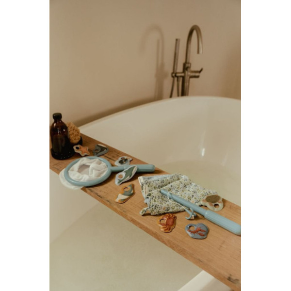 ŁOWIENIE RYBEK niebieska wędka z podbierakiem do zabawy w kąpieli Blue Little Dutch 18m+