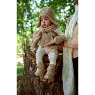 Czapeczka z polaru zimowa beżowa Teddy Fleece Beige Lodger 3-6m+
