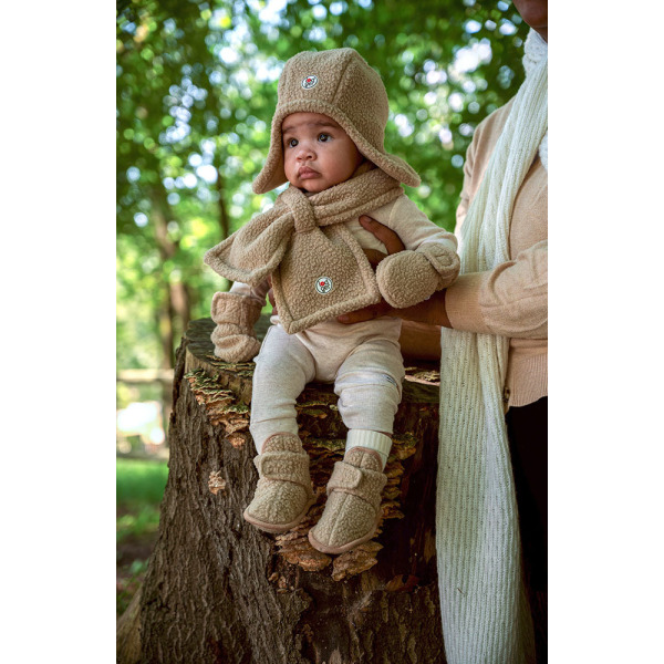 Czapeczka z polaru zimowa beżowa Teddy Fleece Beige Lodger 3-6m+
