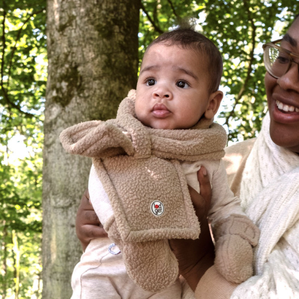 Szaliczek z polaru dwuwarstwowy beżowy Teddy Fleece Beige Lodger 0-12m+