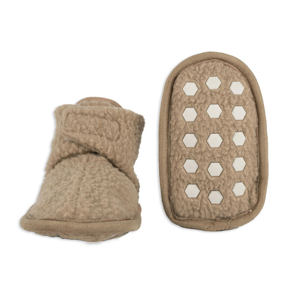 Buciki polarowe z antypoślizgową podeszwą beżowe Teddy Fleece Beige Lodger 6-12m+