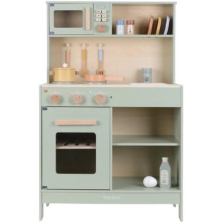 MIĘTOWA KUCHNIA drewniana z akcesoriami zabawa w dom, kuchnię i gotowanie FSC Little Dutch 3+