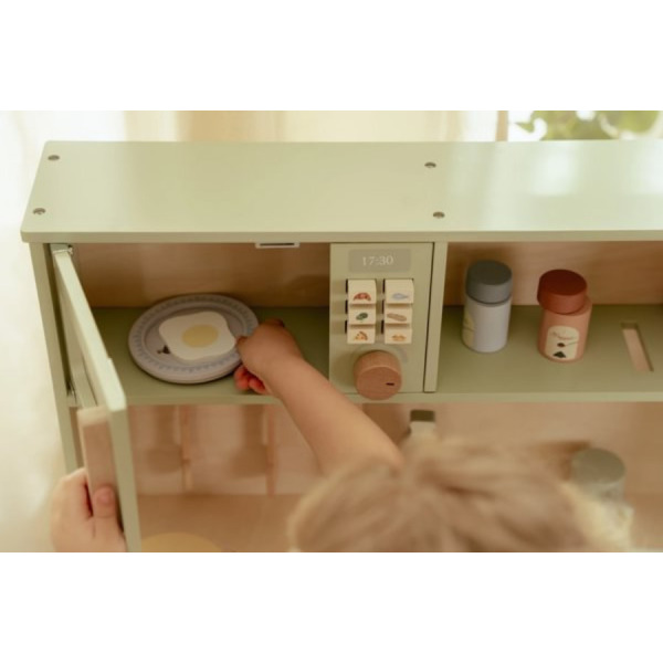 MIĘTOWA KUCHNIA drewniana z akcesoriami zabawa w dom, kuchnię i gotowanie FSC Little Dutch 3+