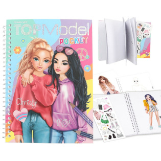 CHRISTY&MIJU kieszonkowy szkicownik ze strojami do kolorowania z naklejkami TopModel Pocket Depesche Germany