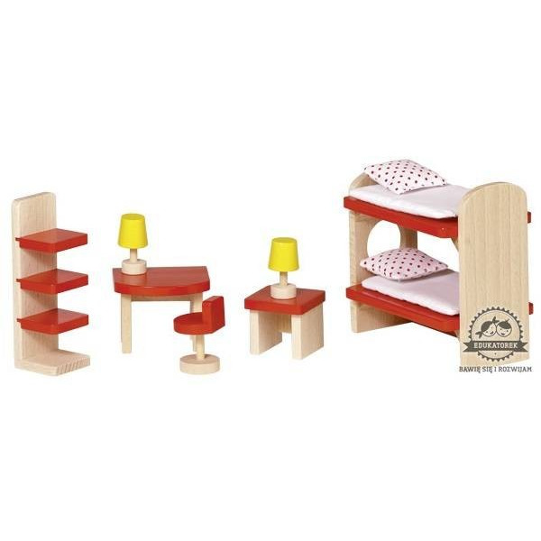 Drewniane mebelki do domku dla lalek POKÓJ DZIECIĘCY
