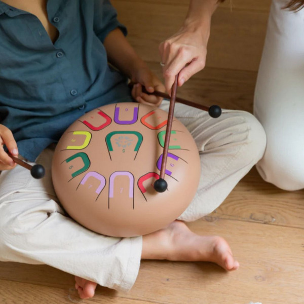 DEEP FLOW metalowy, brzoskwiniowy bębenek językowy śr. 25 cm 11 tonów TAMBU